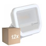 Flerpack 12x Ledvance LED Strålkastare Aluminium Vit 8W 1100lm 100D - 830 Varm Vit | IP66 - Symmetrisk