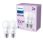 Flerpack 2x Philips Lampa LED E27 Päron Matt 13W 1521lm - 840 Kallvit