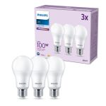 Flerpack 3x Philips Lampa LED E27 Päron Matt 13W 1521lm - 840 Kallvit