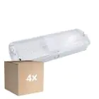 Flerpack 4x Noxion LED Emergency Bulkhead Vit 8.5W 500lm - 865 Dagsljus | 3 Timmar Nödbelysning - incl. 4 directions