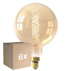 Flerpack 6x Calex XXL Mega Guld Globe LED E27 G200 Filament 3W 250lm- 822 Extra Varm Vit | Dimbar