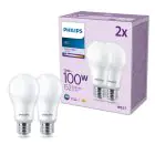 Flerpack 2x Philips Lampa LED E27 Päron Matt 13W 1521lm - 840 Kallvit